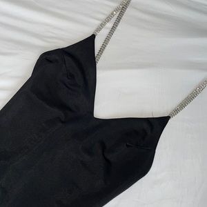 Black with diamond crystals bodysuit